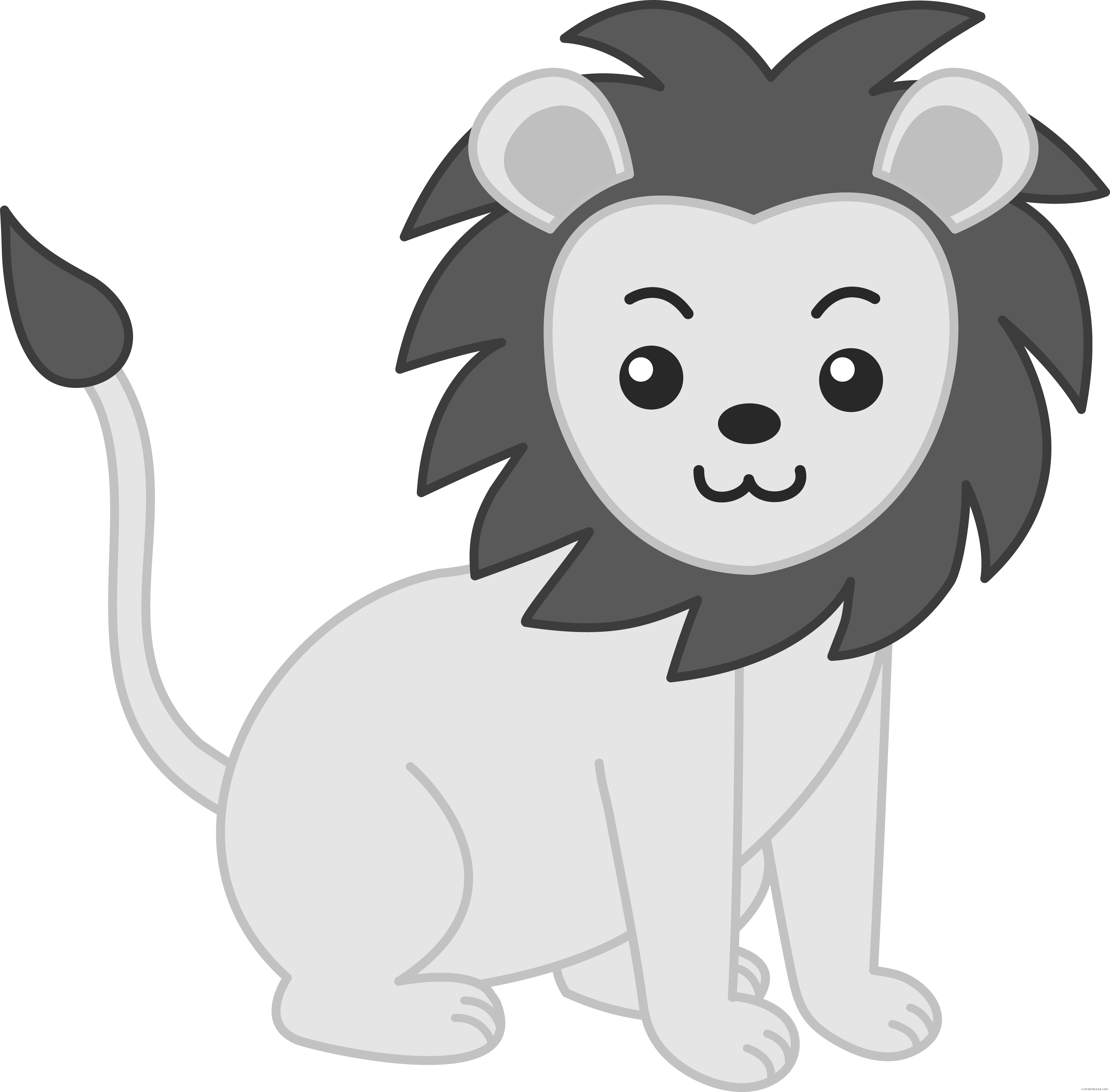 Baby Lion Animal Free Black White Clipart Images Clipartblack - Clip Art Animals (5171x5087), Png Download
