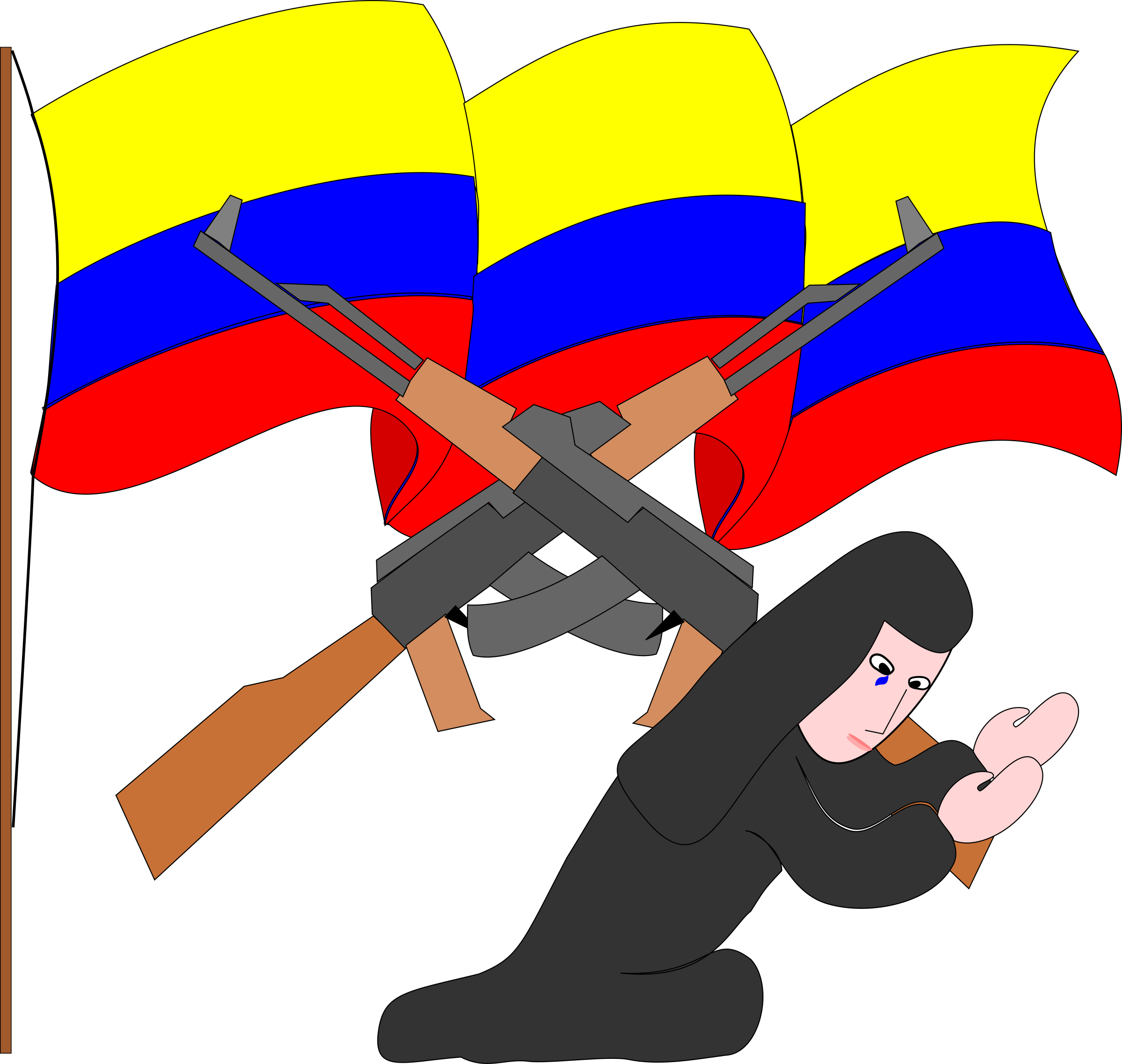 Big Image - Guerrilleros Con Bandera De Colombia (2400x2277), Png Download