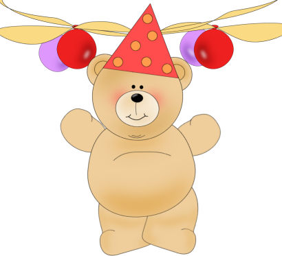 Birthday Party Bear - Birthday Bear Clip Art (410x373), Png Download