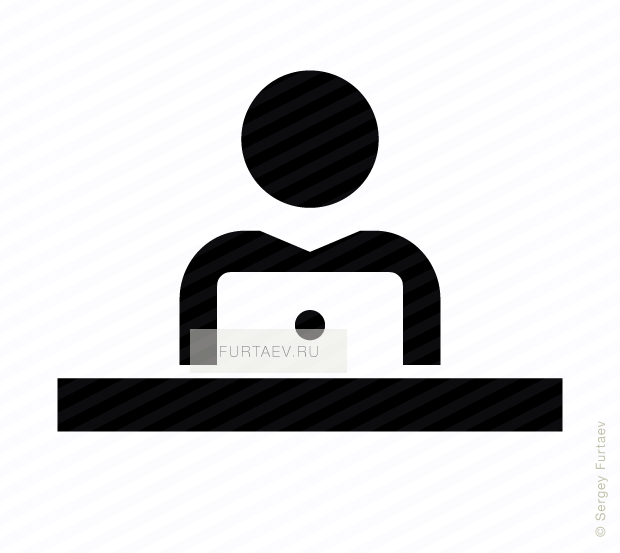 Vector Icon Of Male Person Working On Laptop Sitting - Icon (620x553), Png Download