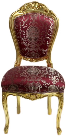 Luxury Chair Gold Frame, Royal Dark Red Flowers - Chair (570x570), Png Download