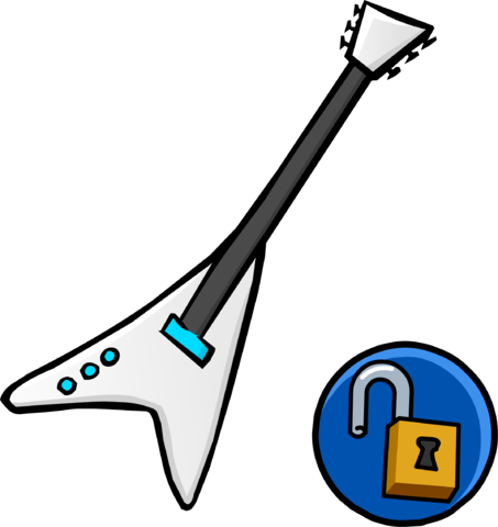 White Electric Guitar Icon - Club Penguin Blue (453x480), Png Download