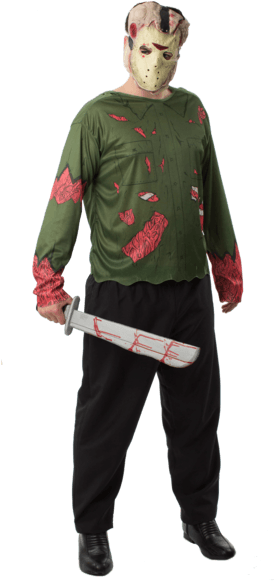 The Jason Voorhees Costume Kit Includes Latex Face - Costume (366x580), Png Download