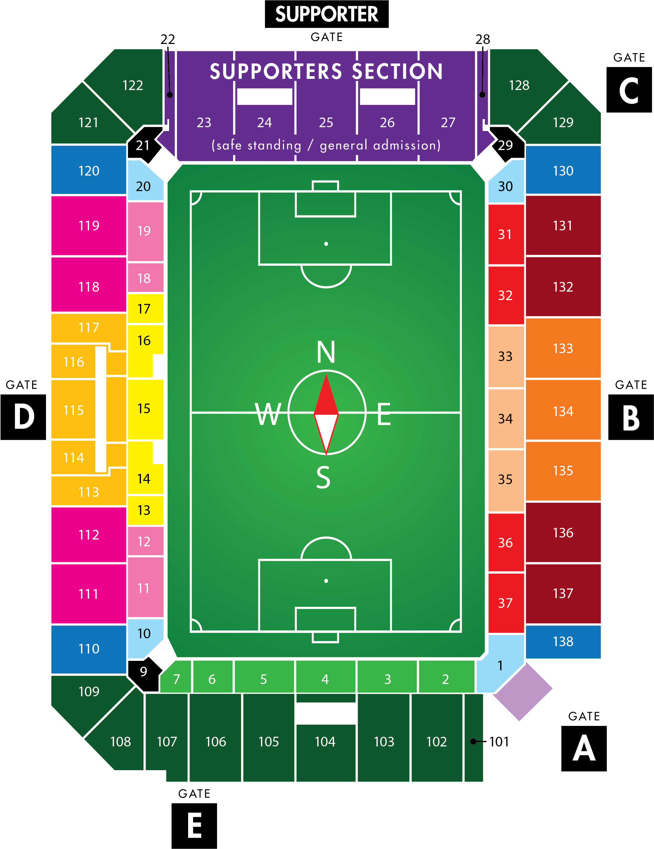 Orlando City Gameday Map - Orlando City Stadium Map (2550x3300), Png Download