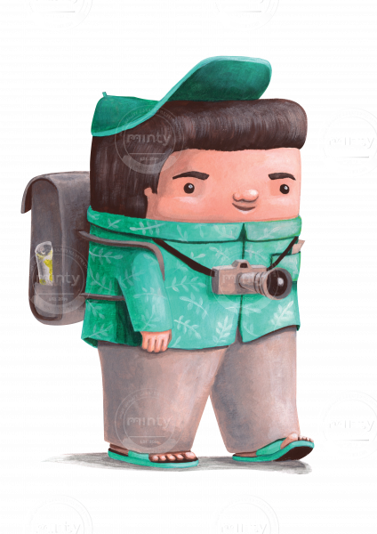 Tourist With Camera And Backpack Walking - Printoteca Lipscani (424x600), Png Download