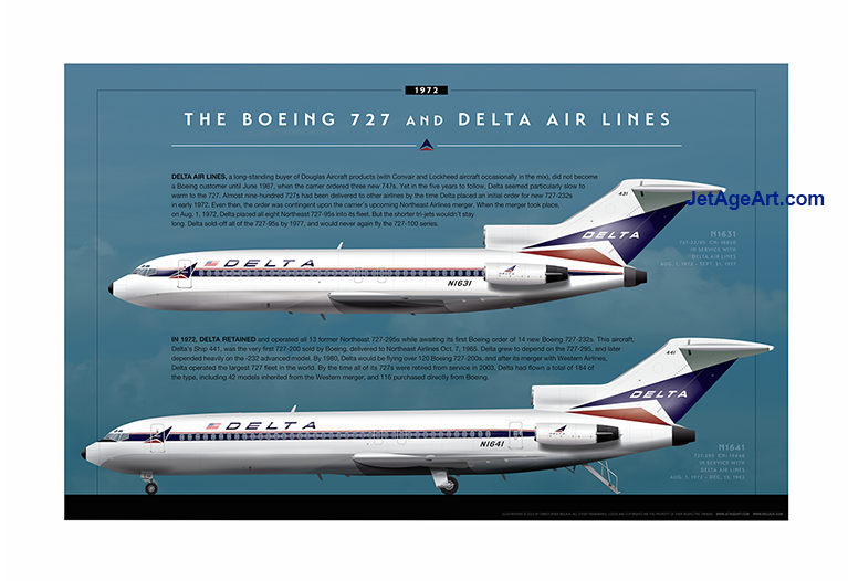 Delta Air Lines Boeing 727 Poster (766x766), Png Download