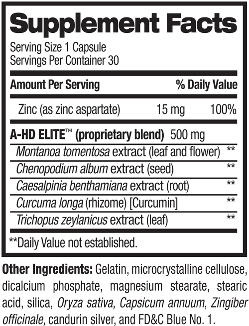Supplement Facts For A-hd Elite - Chenopodium Album Nutritional Value (500x655), Png Download
