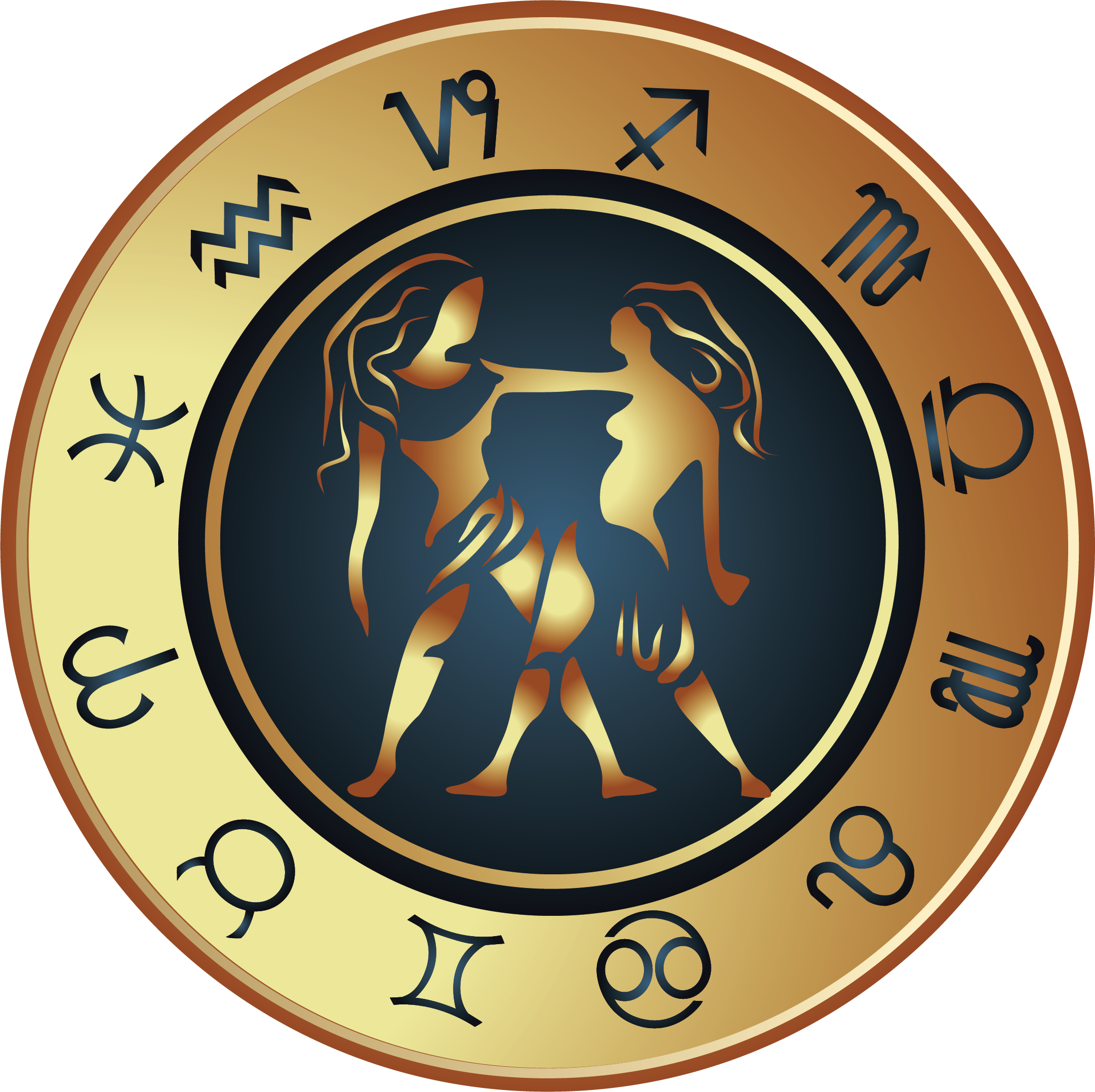 Gemini Vector Aries Horoscope Clip Art Stock - Png Metallic Horoscope Signs (2163x2157), Png Download