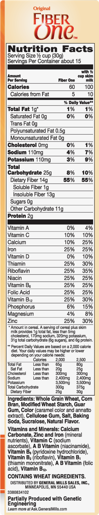 Download Fiber One Cereal, Original Bran, Whole Grain Cereal, - Golden ...