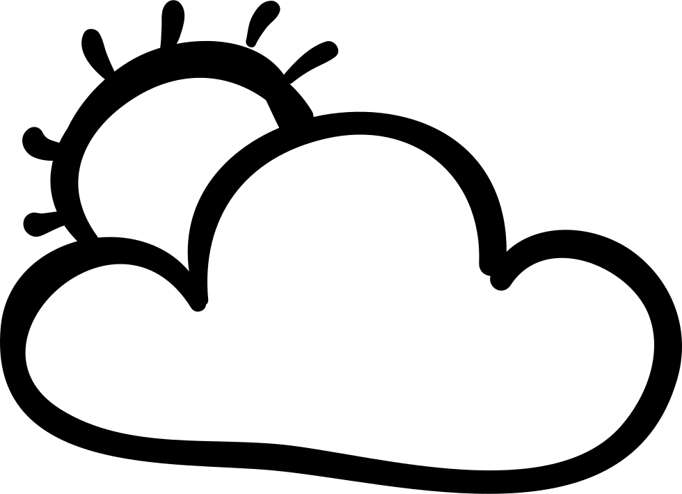Cloud And Sun Hand Drawn Outlines Comments - Sun And Cloud Clipart Transparent Png (980x710), Png Download