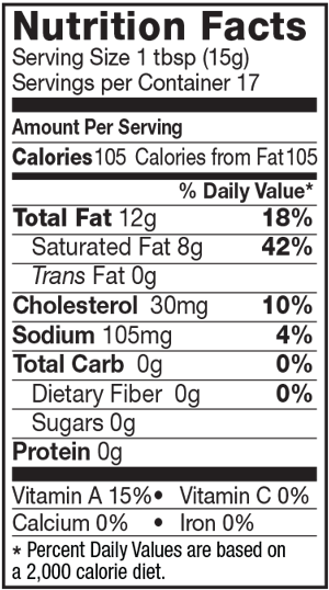 Nutrition Facts - Salted Butter Nutritional Facts (300x538), Png Download