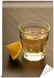 Tequila Shot With Lemon On A Wooden Table Wall Mural - Shooter (400x400), Png Download
