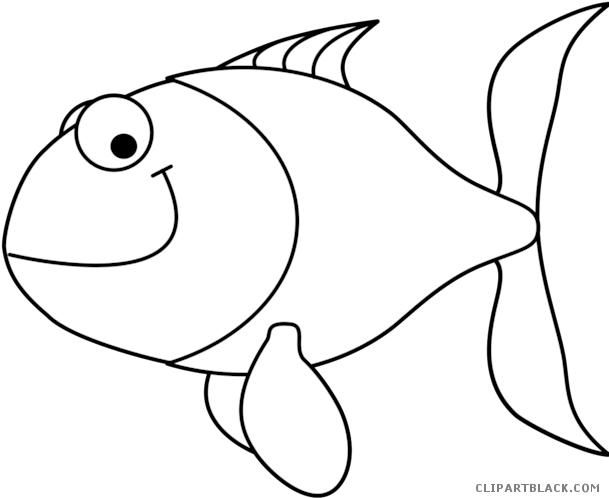 Clipart Fish Black And White - Cartoon Black And White Fish (700x524), Png Download