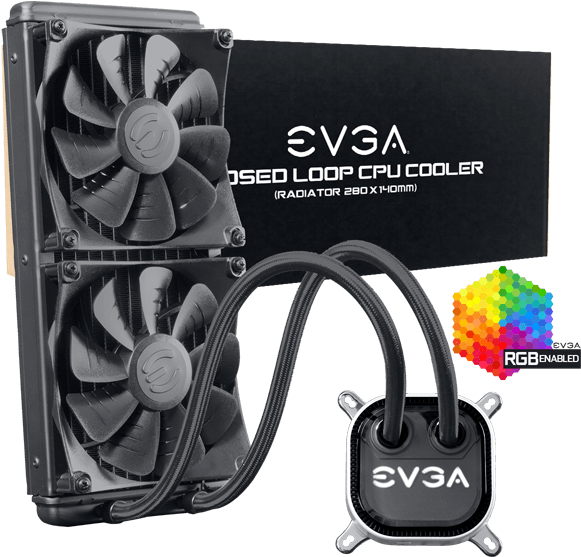 Evga 400 Hy Cl28 V1 Clc 280 Liquid / Water Cpu Cooler, - Evga Clc 280 Rgb (600x600), Png Download