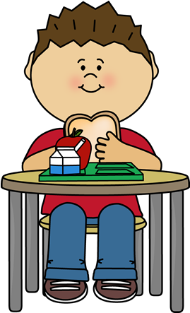 School Clipart My Cute Graphics - Boy Eating Lunch Clipart (268x450), Png Download
