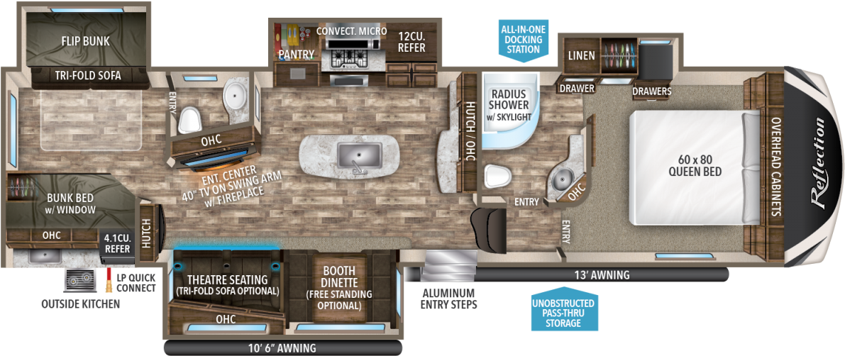 Reflection 311bhs - Grand Design Reflection 311bhs (1200x507), Png Download