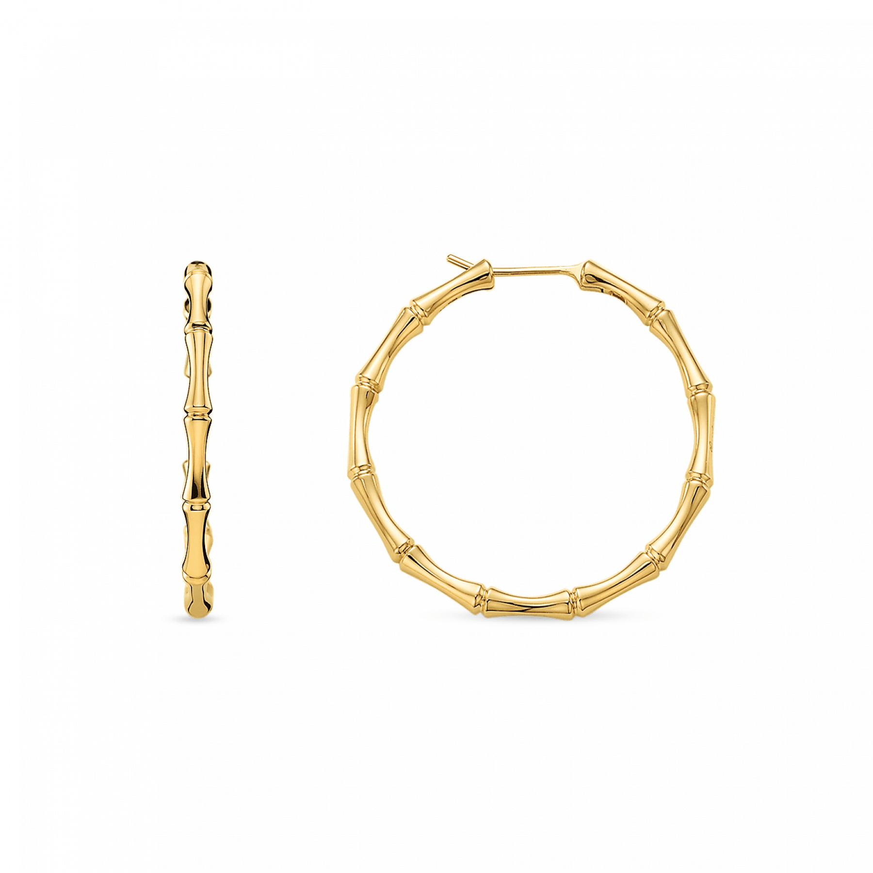 Library Gucci Ct Yellow Gold Hoop Ybd U - Bamboo Hoops, Pink Gold (1800x1800), Png Download