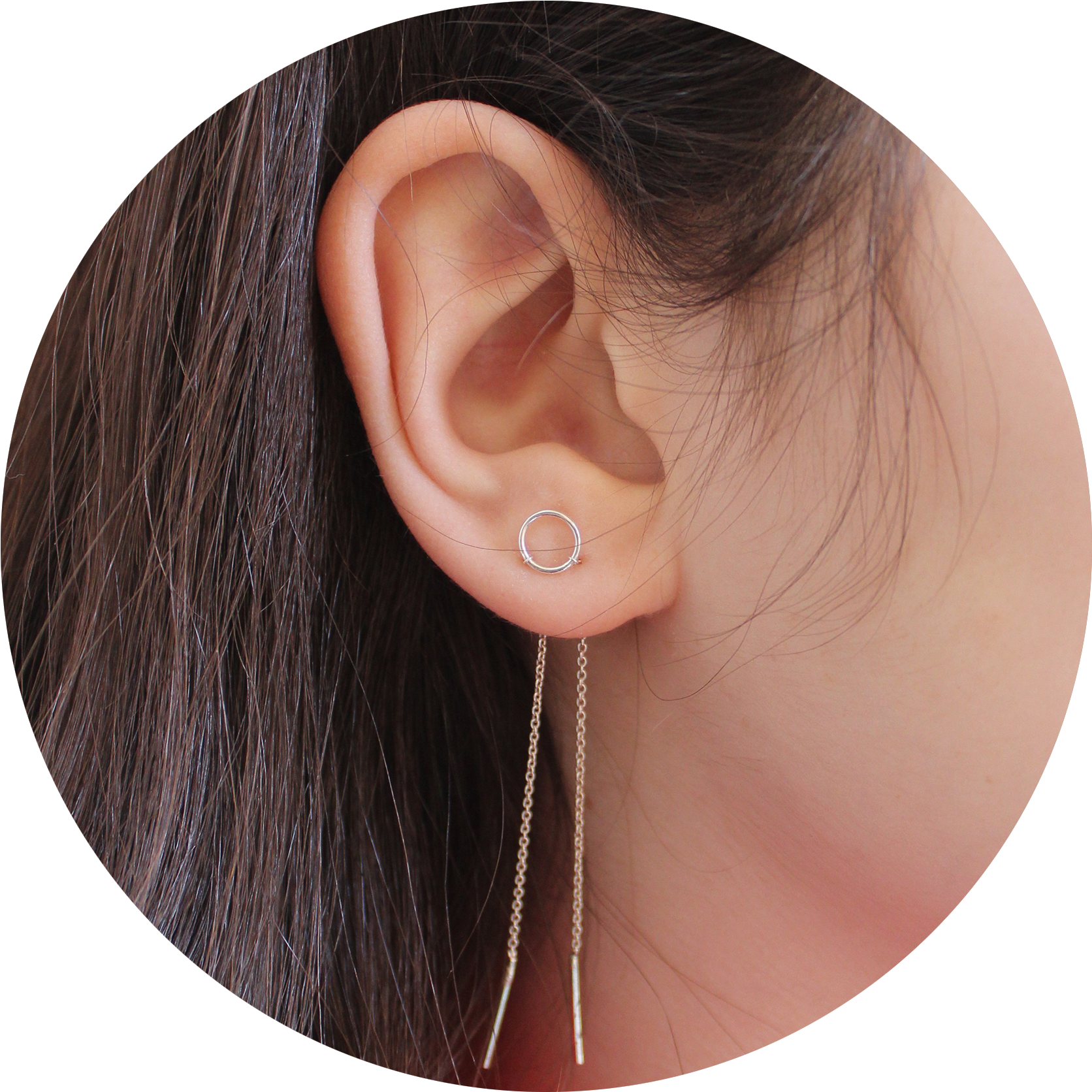 There Is A Girl With Dark Brown Hair Behind Her Ear, - Earring (1694x1731), Png Download