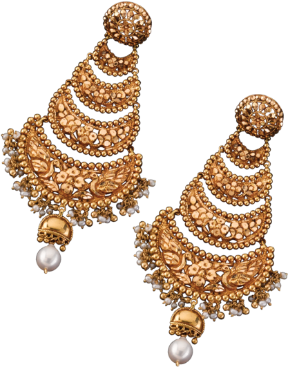 Mayurpur Earring - Gold Earring Kaan Pasha (550x550), Png Download