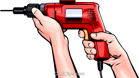Hands With Electric Drill Royalty Free Vector Clip - Drill (480x271), Png Download