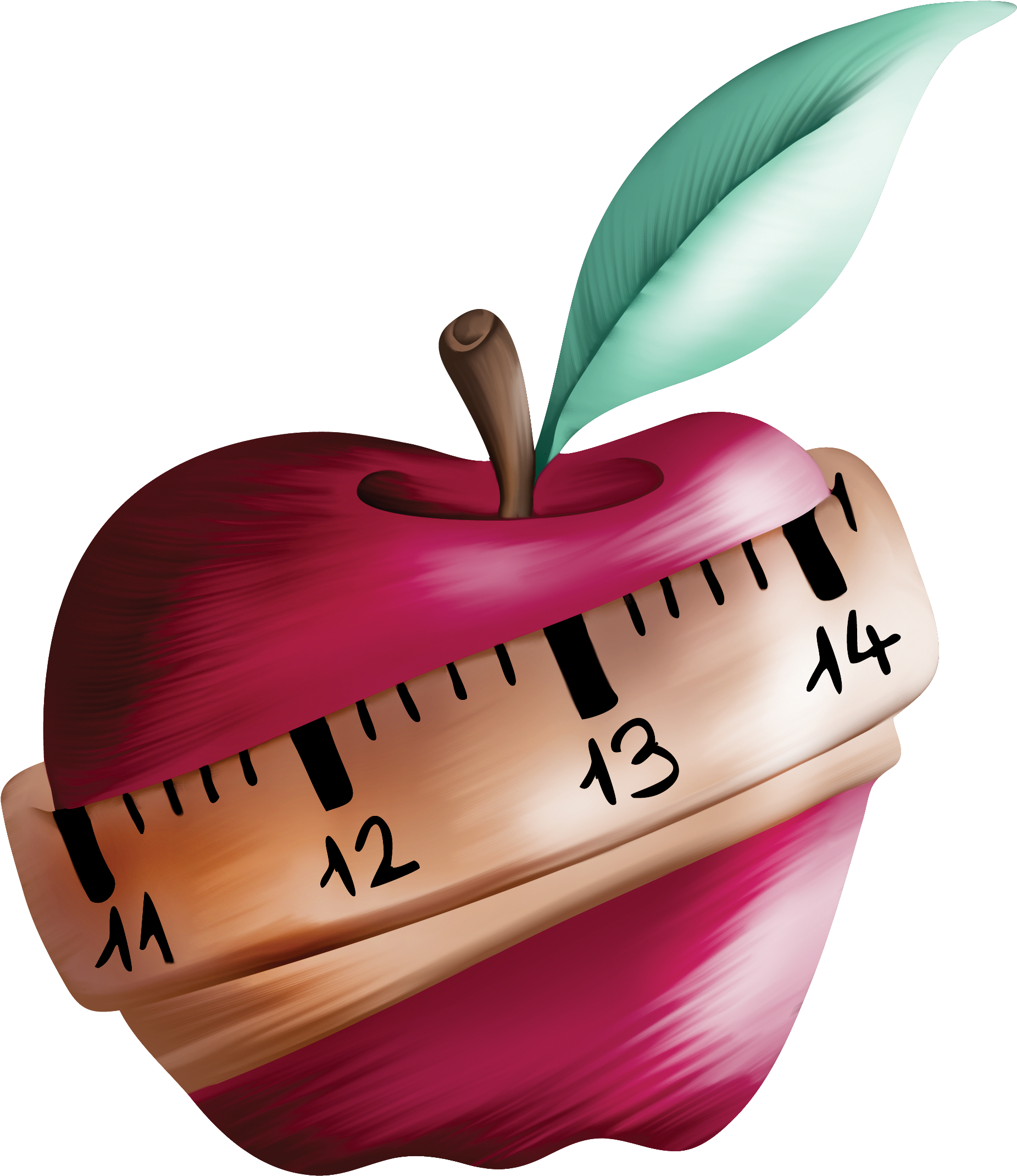 Por Rosario El Jue 6 Mar - Manzana Con Cinta Metrica (477x550), Png Download