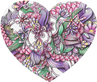 Pink Purple Flower Drawing Heart-shaped Mousepad - Drawing (500x500), Png Download