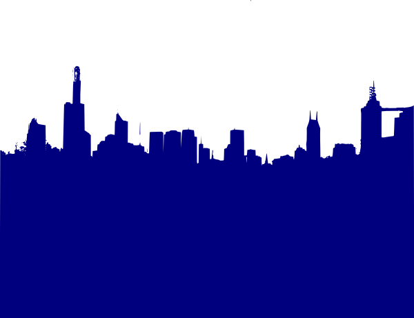 Dark Blue City Skyline 2 Clip Art - Dark Blue City Skyline (600x461), Png Download