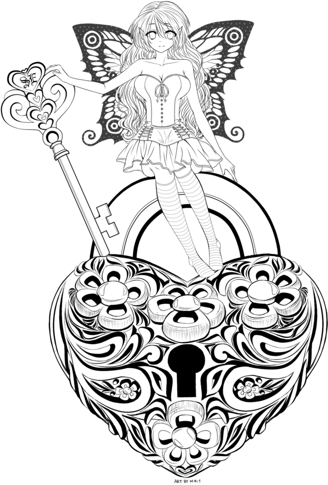 Key To My Heart [lineart - Drawing (770x1038), Png Download