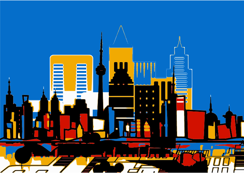 Cityscape Clipart Architecture - Schneeflocken In Der Stadt Grußkarte (800x568), Png Download