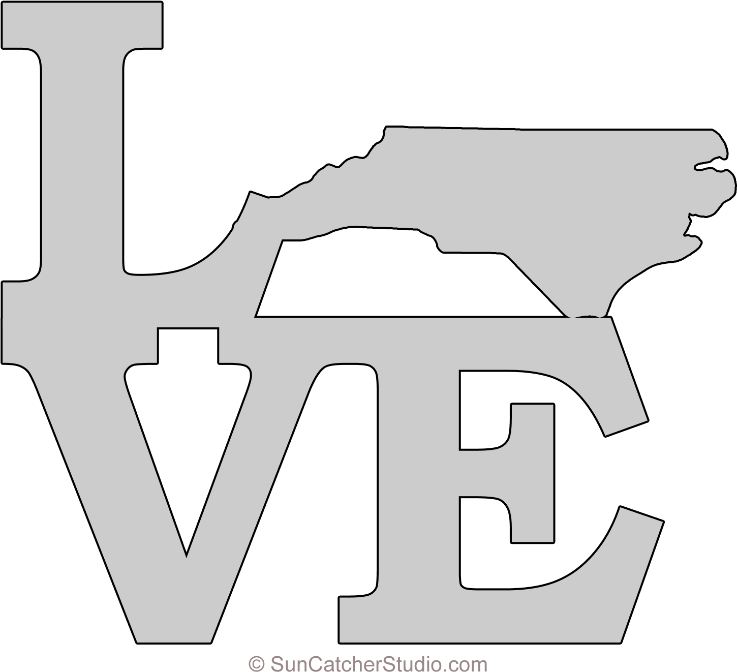 North Carolina Love Map Outline Scroll Saw Pattern - White Shirts Firefighter Autism (1500x1344), Png Download
