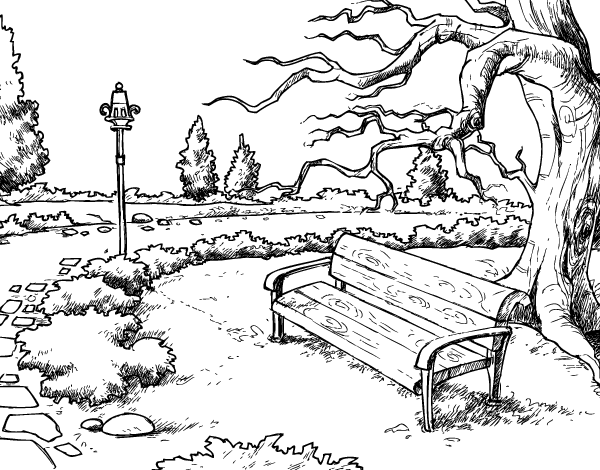 Boston Drawing Landscape Black And White - Desenhos Para Colorir Paisagens (600x470), Png Download