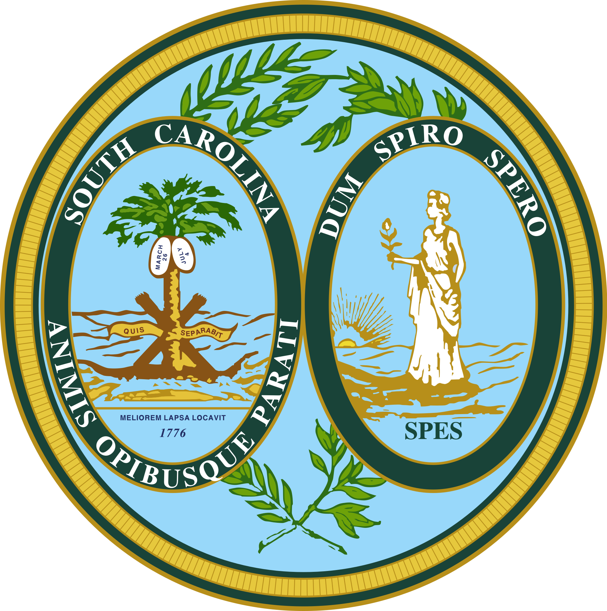 Seal Of South Carolina - South Carolina State Seal (2000x2014), Png Download