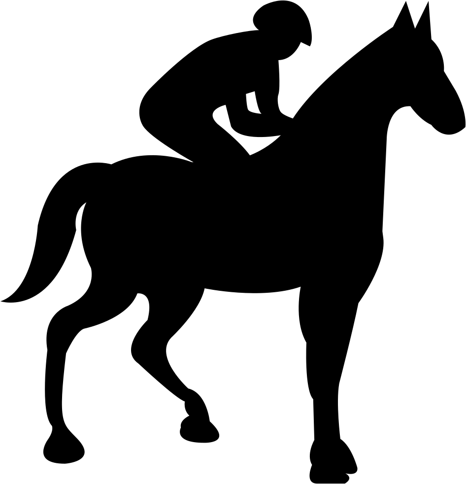 Horse With Jockey Black Silhouette Comments - Silueta De Un Caballo Con Jinete (946x982), Png Download