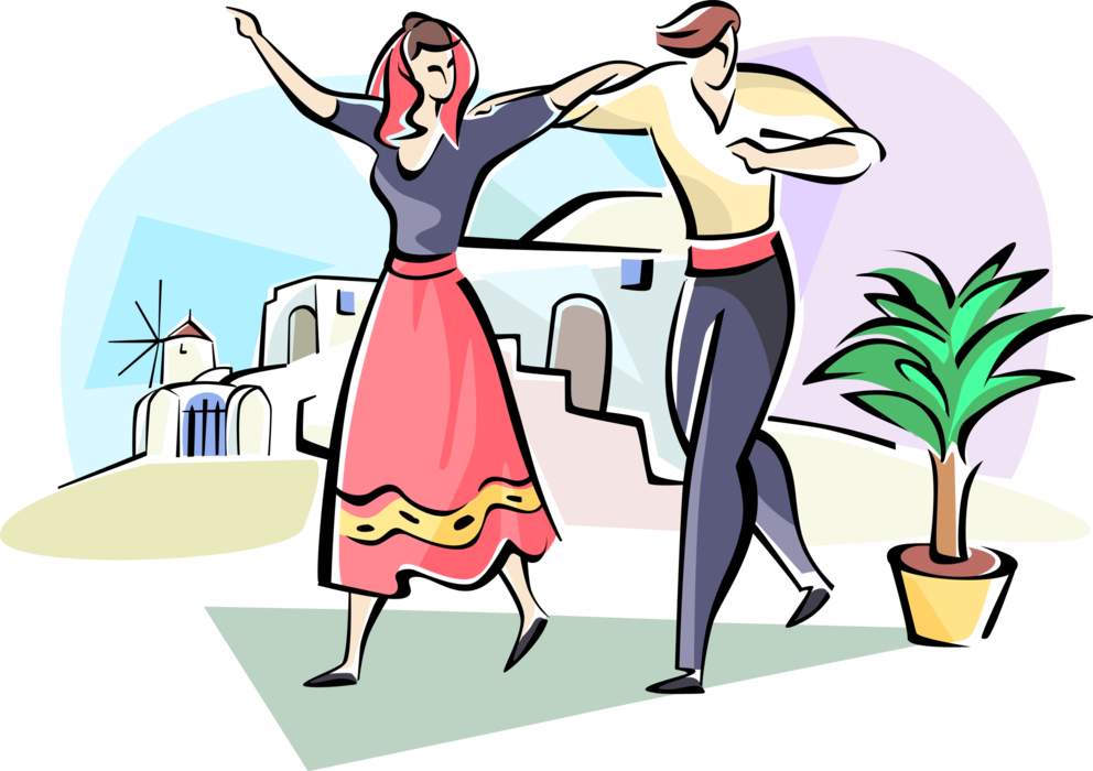 Vector Illustration Of Sirtaki Greek Folkdance Dancing - Sirtaki Png (992x700), Png Download