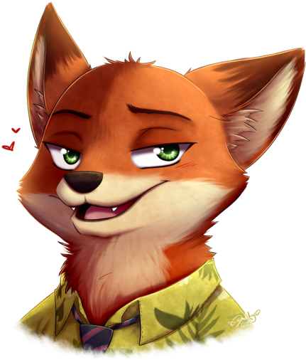 Zootopia - Nick Wilde Fanart (500x559), Png Download