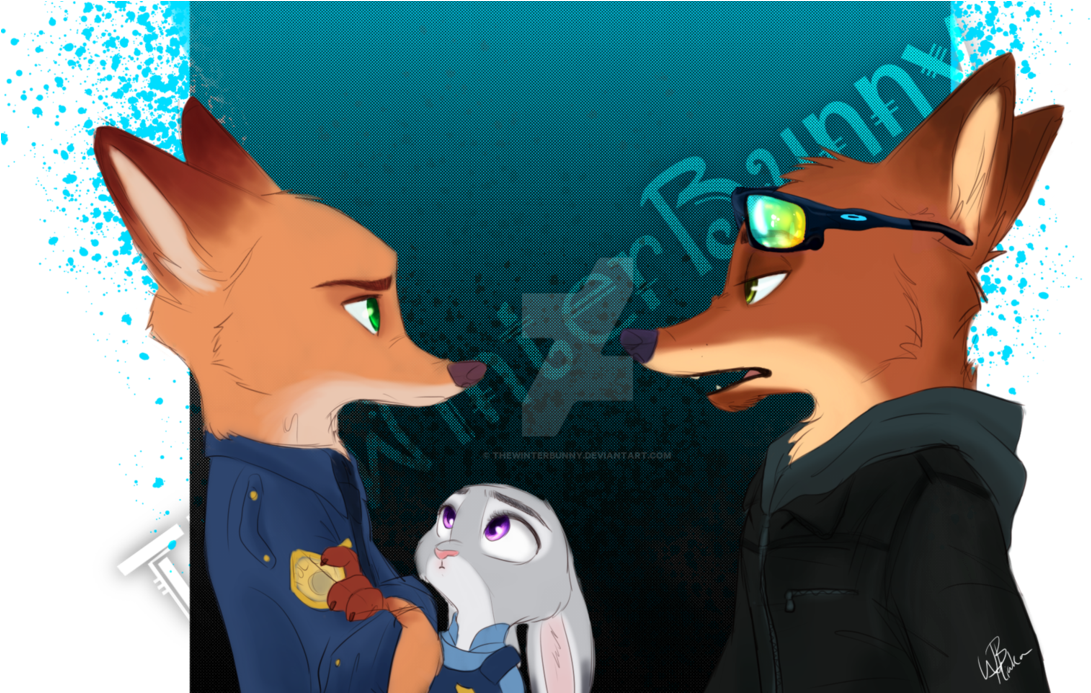 Nick Having A Pretty Intense Chat With Ptsvengeance's - Zootopia Judy Nick Couple (1153x692), Png Download