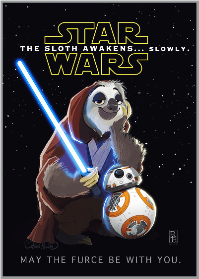 The Sloth Awakens - Zootopia Star Wars (500x560), Png Download