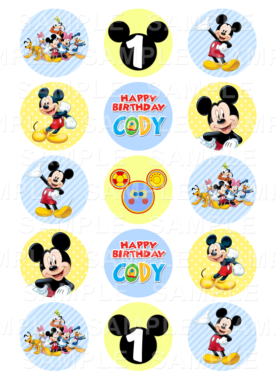 15 X 2" - Mickey Mouse Toppers For Cupcakes (750x750), Png Download