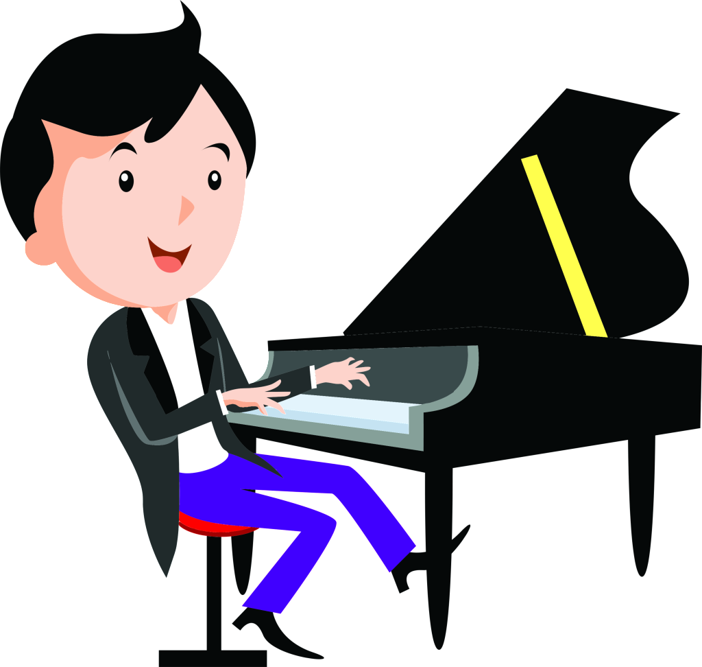 Cartoon Piano Child Playing Piano - Play The Piano Png (1024x972), Png Download