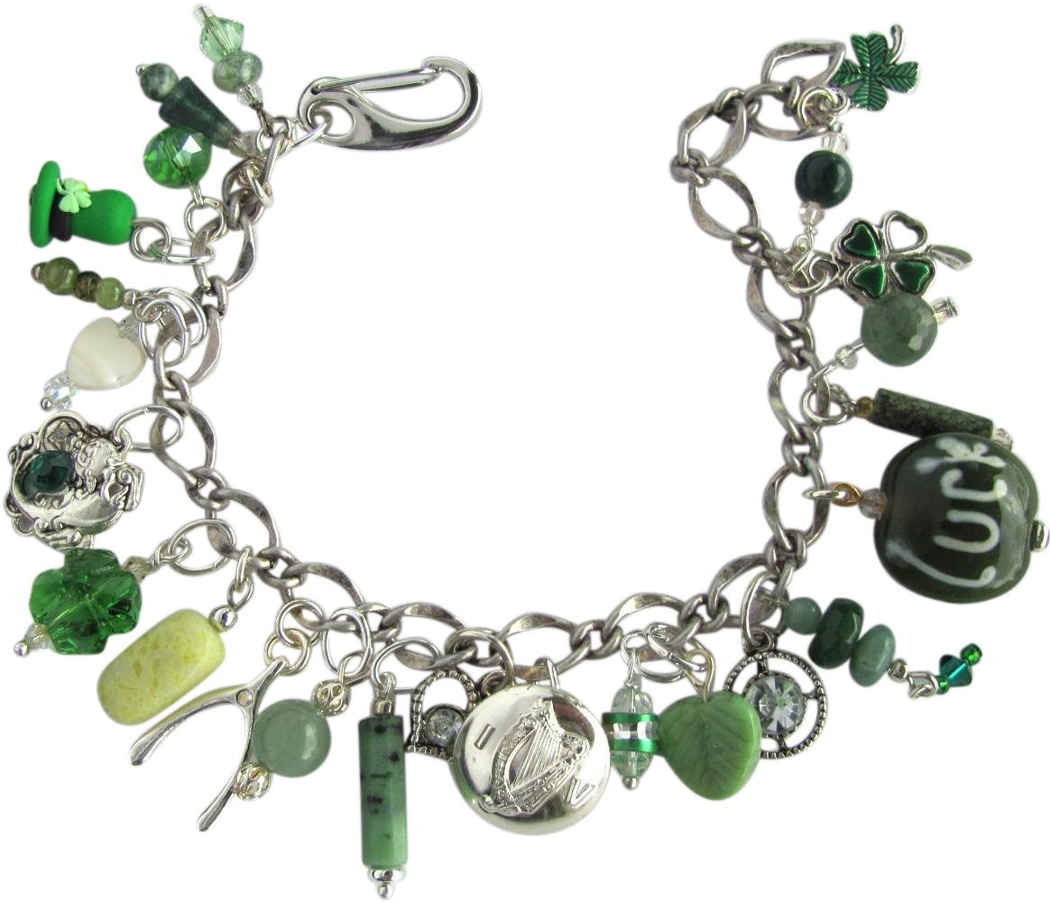 Charm Bracelet With Lucky Charms Leprechaun's Hat Dragon - Charm Bracelet (1163x1163), Png Download
