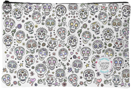 Watercolor Sugar Skulls Zip Pouch - Wristlet (550x550), Png Download