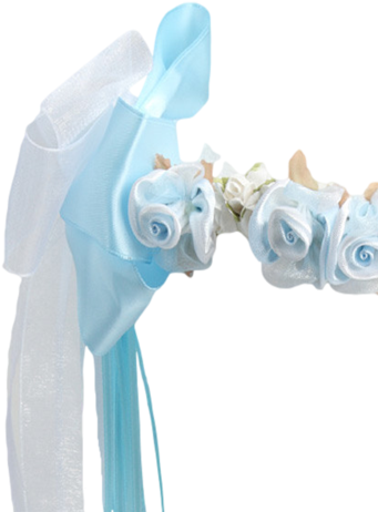 Light Blue Silk & Satin Floral Crown Wreath Girls - Wreath (349x480), Png Download