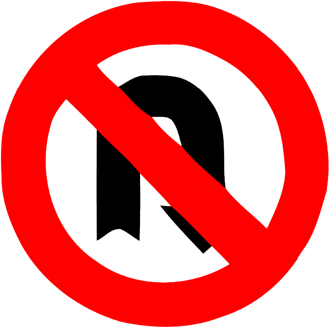 U Turn Sign Free Png Image - No Right U Turn (668x658), Png Download