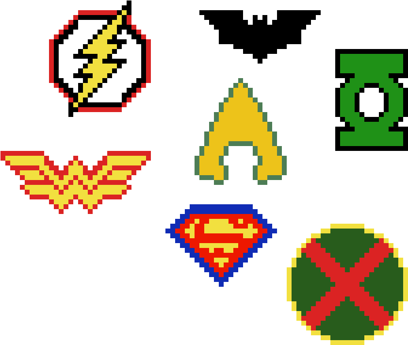Justice League Logos - Logos Pixel (900x810), Png Download