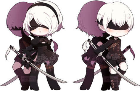 2b & 9s Charm Design O/ - Anime (500x314), Png Download