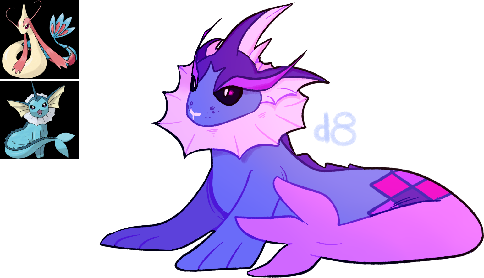 The Little Mermaid But Sharp And Purple - Pokemon Milotic (1687x1182), Png Download