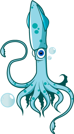 Squid Png Transparent Banner Black And White Library - Transparent Background Squid Clipart (407x599), Png Download