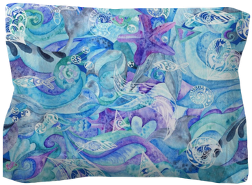 Blue Watercolor Abstract Marine Pattern Pillow Sham - Watercolor Painting (400x400), Png Download