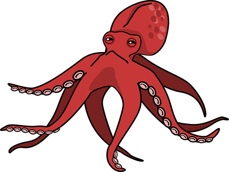 Cartoon Octopus Pink Squid Octopus Octopus - Octopus Clipart (453x340), Png Download