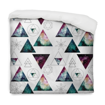 Pattern With Watercolor Nebula In Triangles And Sacred - Geometry (400x400), Png Download